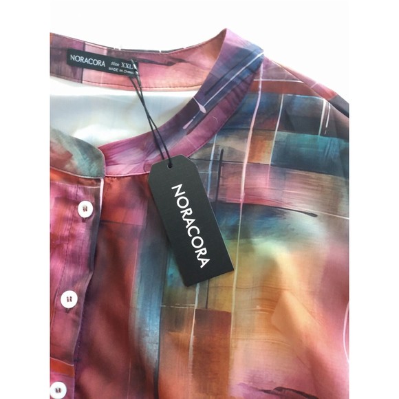 Noracora Women's Colorful Multicolor Blouse Top Shirt 3/4 Sleeve XXL NEW - Picture 6 of 13